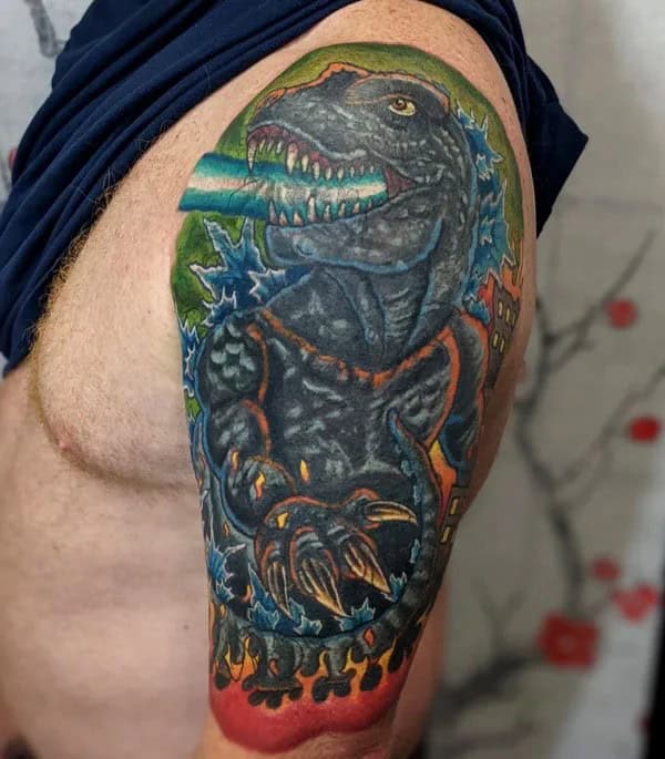 Godzilla vs Ghidorah tattoo