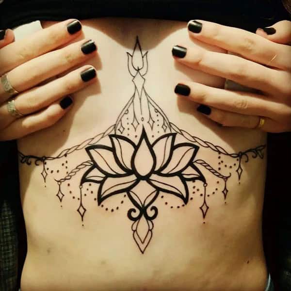 Lotus Sternum Tattoo