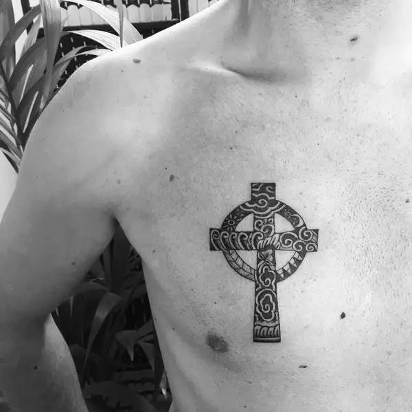 Celtic Cross Chest Tattoo