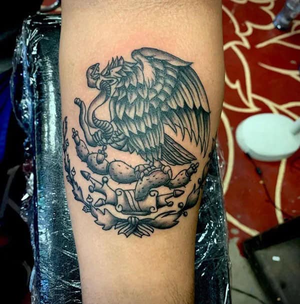 Mexican Eagle Chest Tattoo