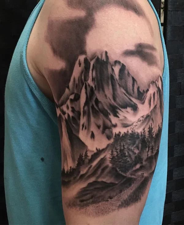 Realistic Mountain Tattoo