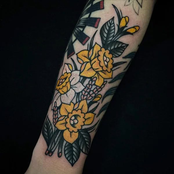 Traditional Daffodil Tattoo