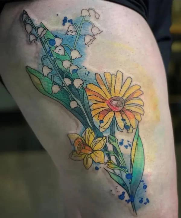 Daffodil and Lily of the Valley Tattoo