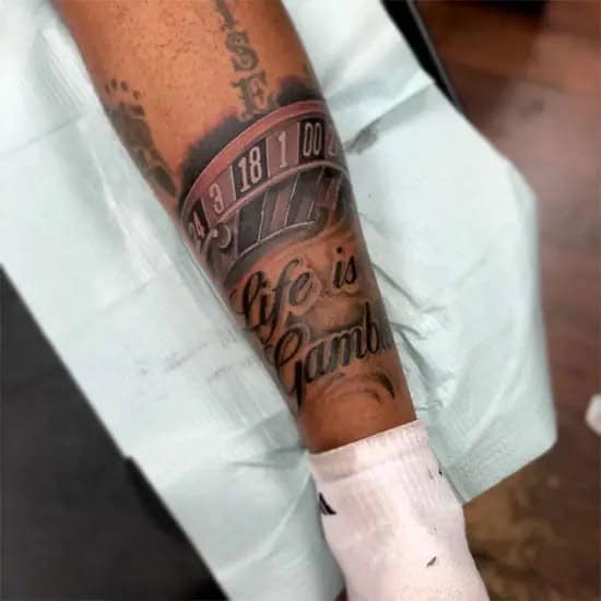 Life’s a Gamble Leg Tattoo