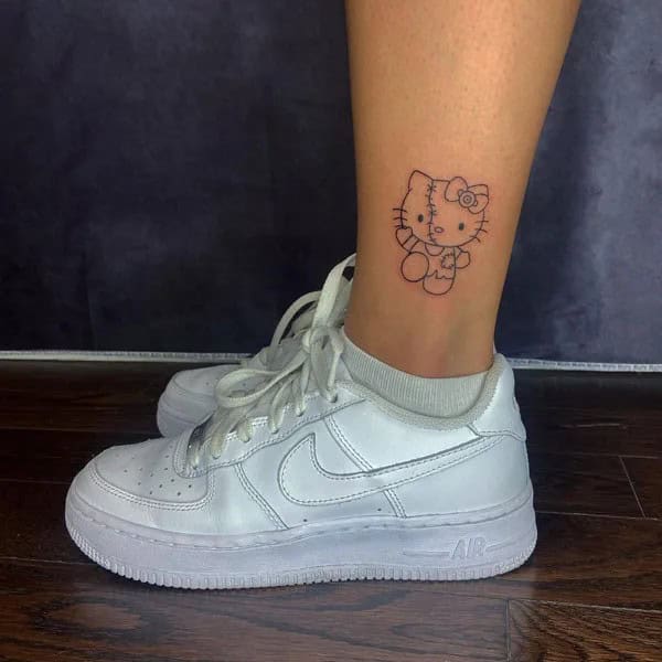 Ankle Hello Kitty Tattoo