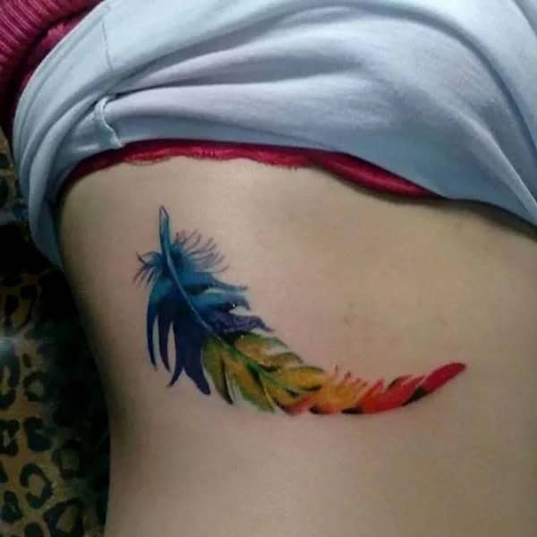 Feather Tattoo Under Breast