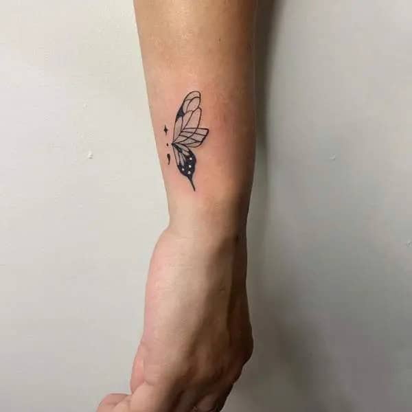 Semicolon Butterfly Wrist Tattoo