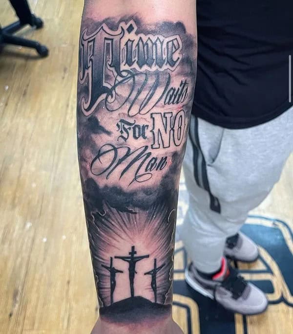 3 Cross Forearm Tattoo