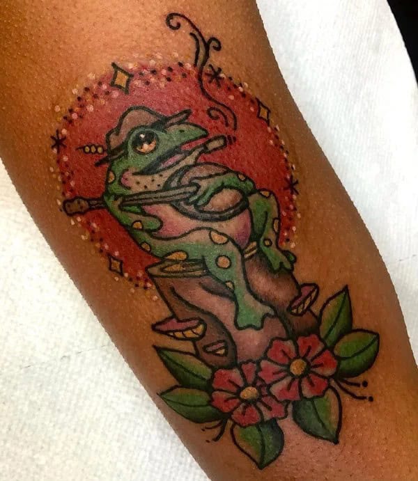 Frog Playing Banjo Tattoo