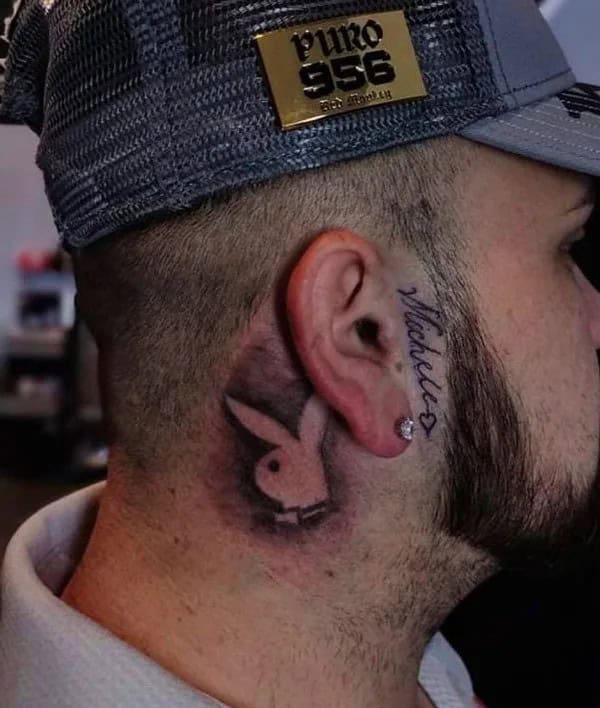 Playboy Bunny Tattoo Behind the Ear