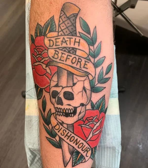 Death Before Dishonour Bicep Tattoo