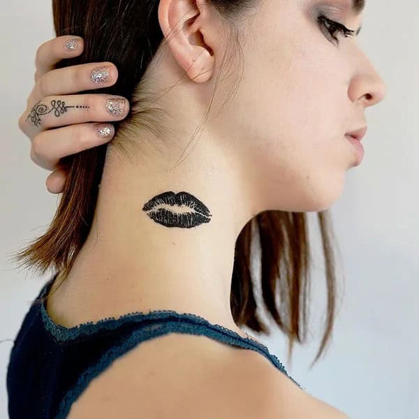 Feisty Neck Lip Tattoo