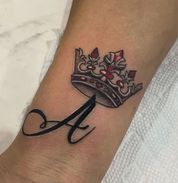 Initial with Crown Tattoo