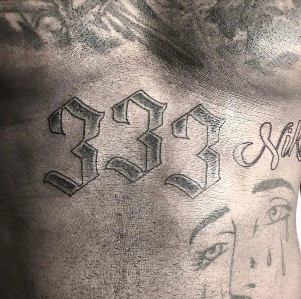 333 Behind The Neck Tattoo