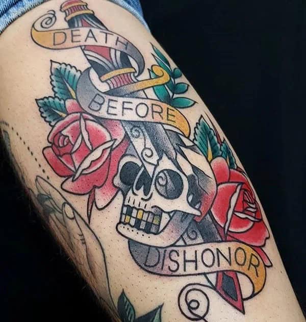 Death Before Dishonour Bicep Tattoo