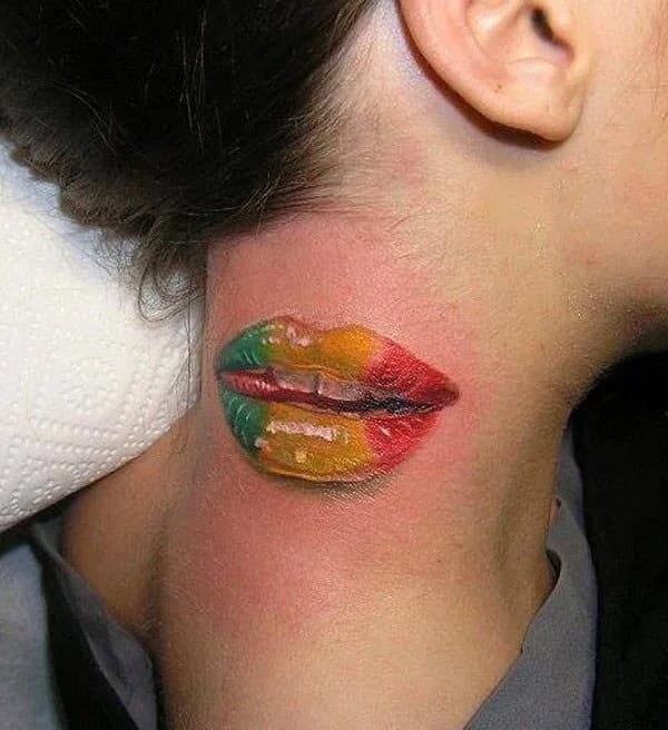 Feisty Neck Lip Tattoo