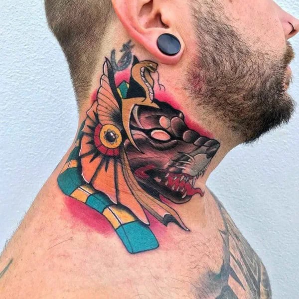 Anubis Neck Tattoo