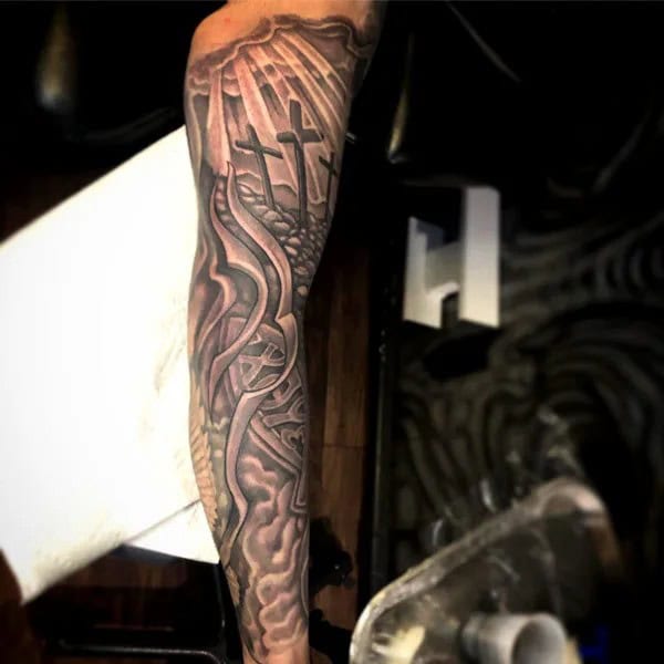 3 Cross Sleeve Tattoo