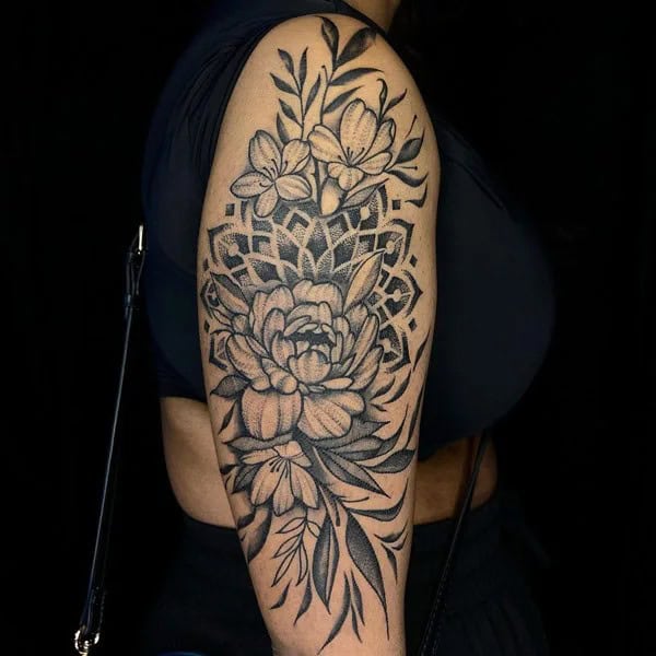 Mandala and Flower Sleeve Tattoo