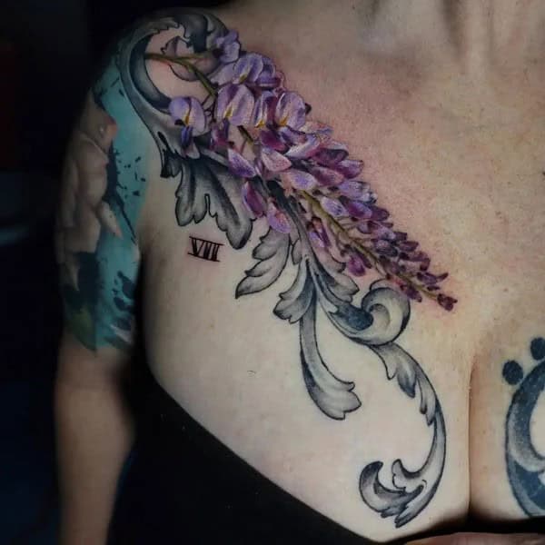 Wisteria Thigh Tattoo