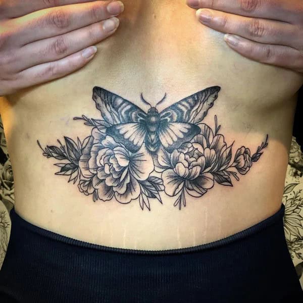 Butterfly Underboob Tattoo