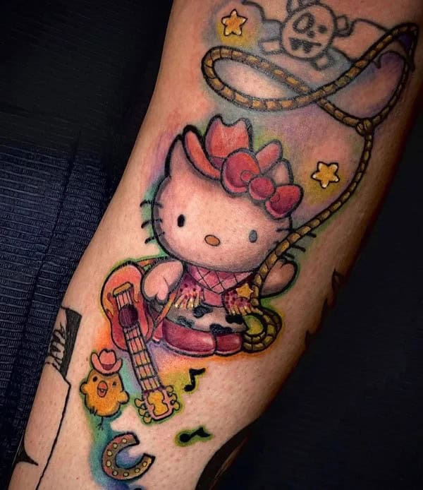 Ankle Hello Kitty Tattoo