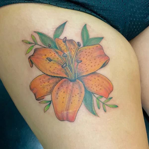 Orange Tiger Lily Tattoo