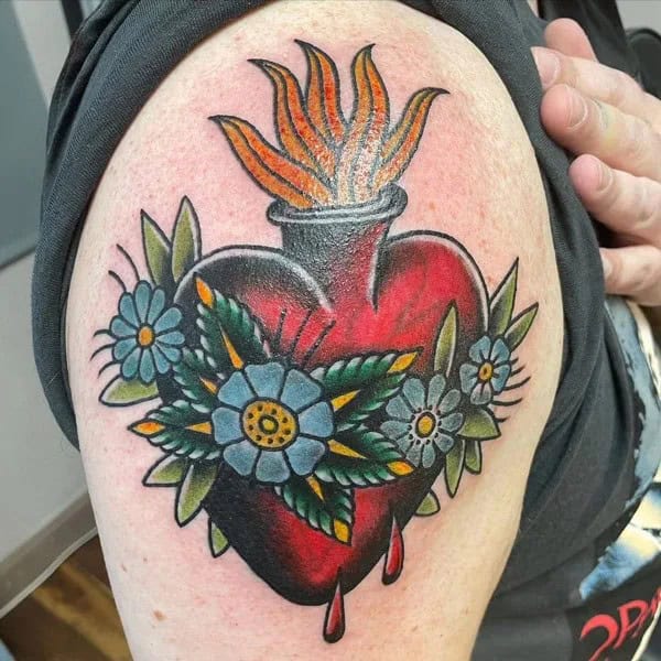 Traditional Sacred Heart Tattoo