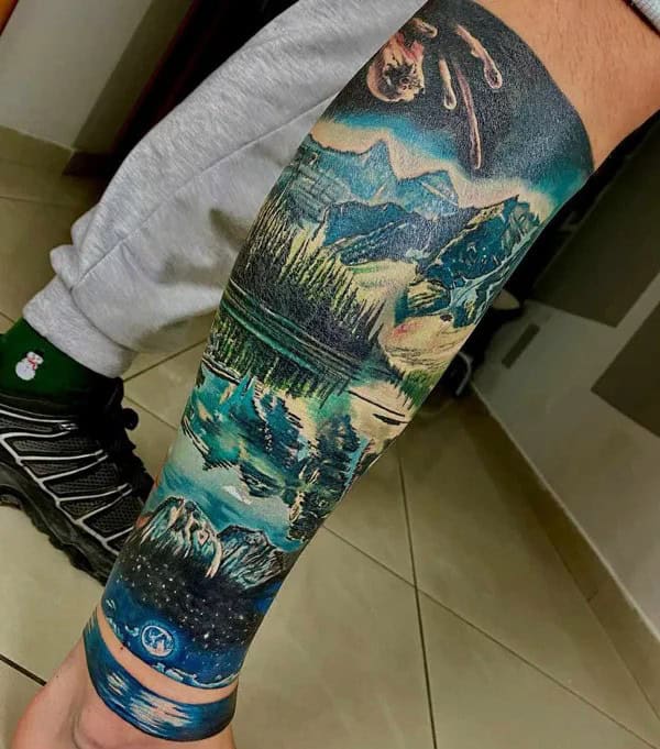 Leg Half Sleeve Tattoo