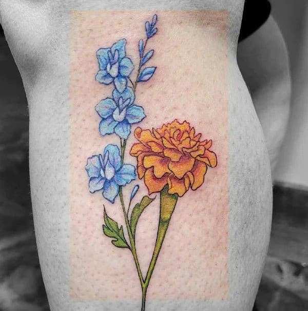 Larkspur and Marigold Tattoo