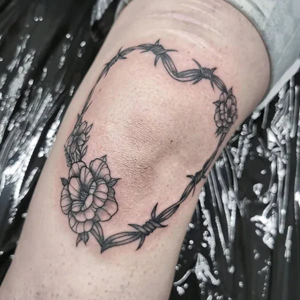 Barbed Wire Knee Tattoo