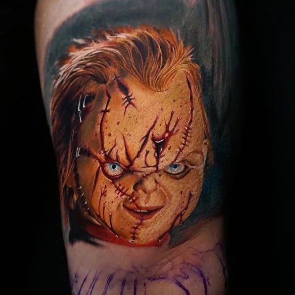 Chucky Face Tattoo