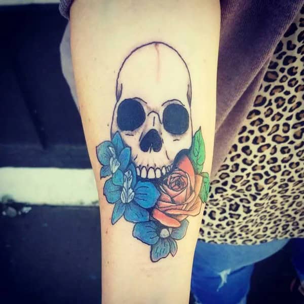 Larkspur and Skull Tattoo