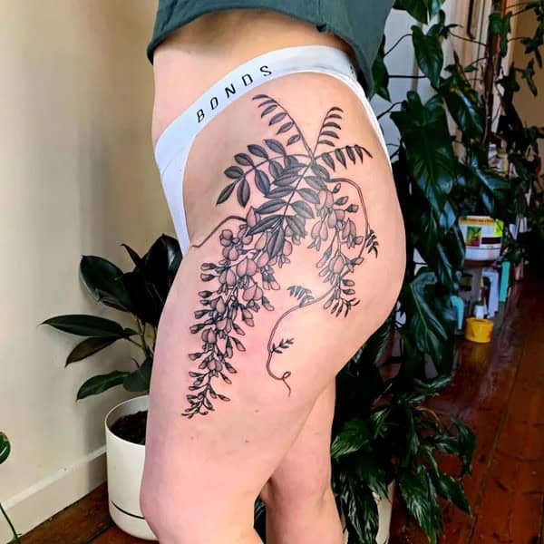 Wisteria Thigh Tattoo