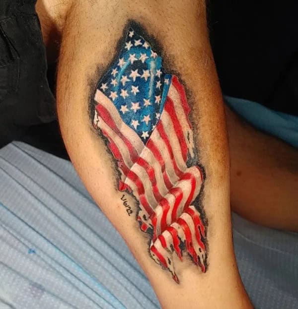 Tattered American Flag Tattoo