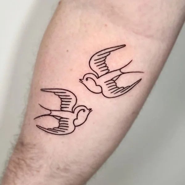 Swallow Outline Tattoo