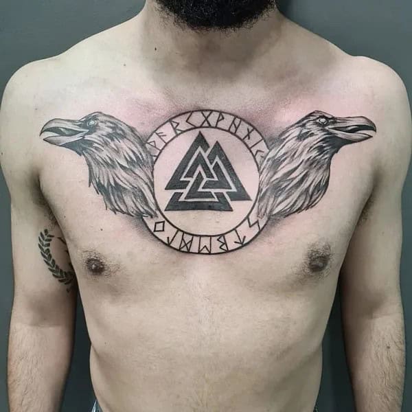 Valknut Chest Tattoo