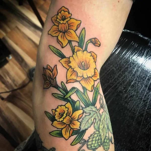 Daffodil March Birth Flower Tattoo