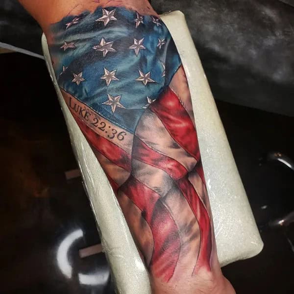 American Flag Forearm Tattoo