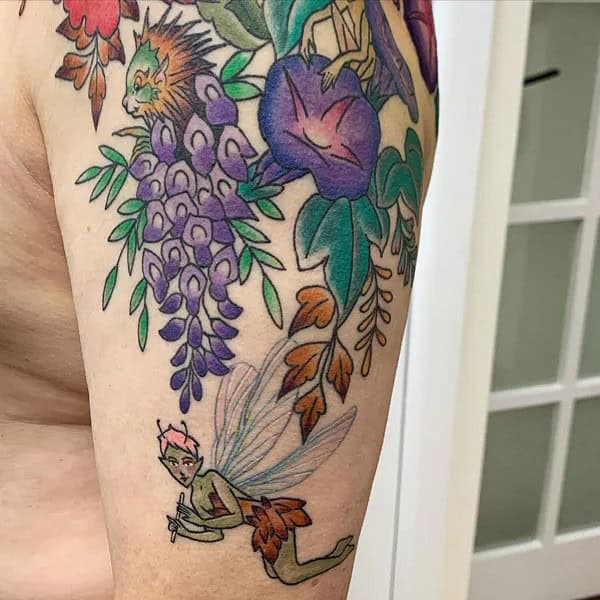 Wisteria Thigh Tattoo