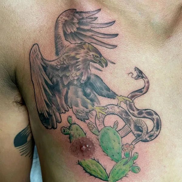 Mexican Eagle Chest Tattoo