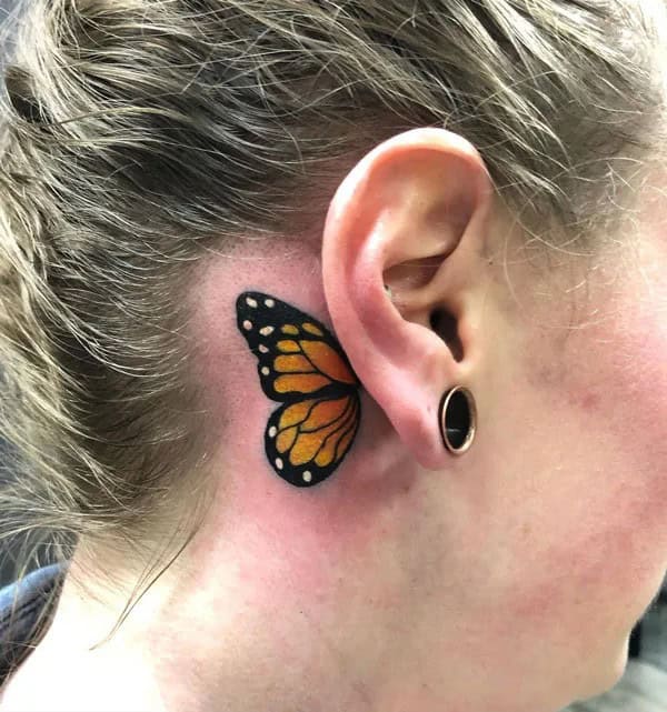 Watercolor Butterfly Tattoo Behind The Ear