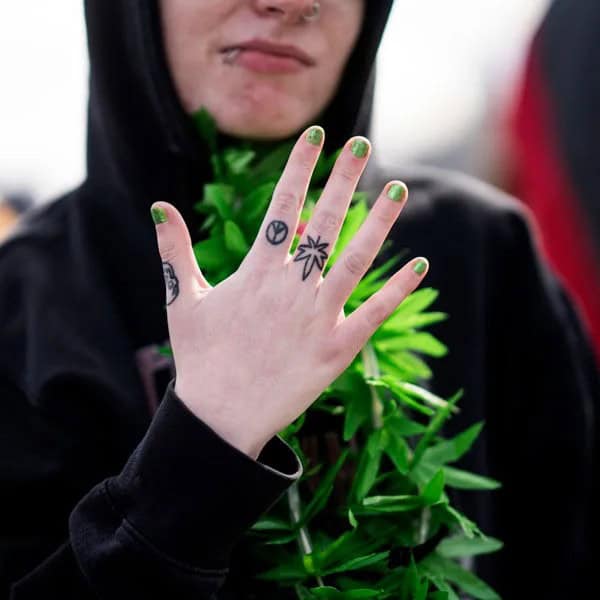 Weed Tattoo on Finger