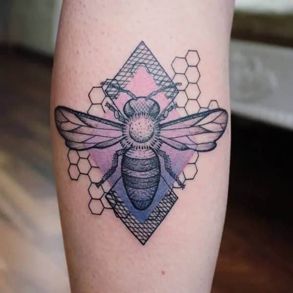 Geometric Bee Tattoo