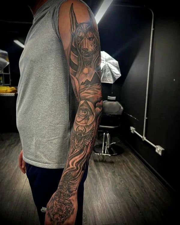 Anubis Sleeve Tattoo