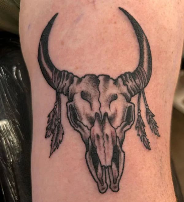 Tribal Bull Skull Tattoo