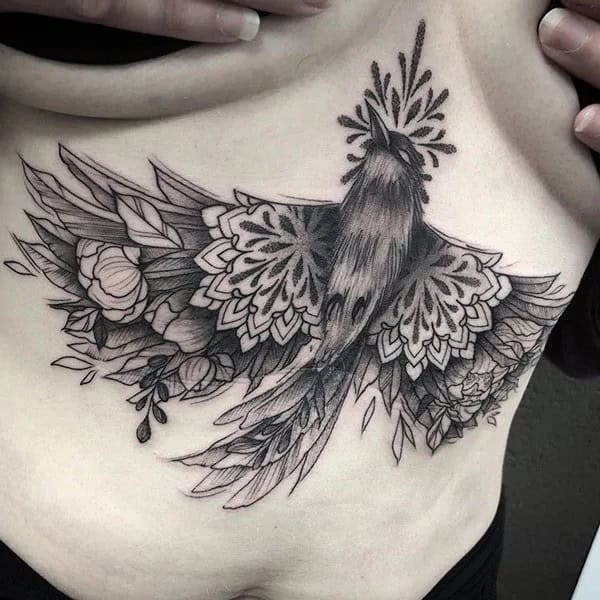 Bird Underboob Tattoo