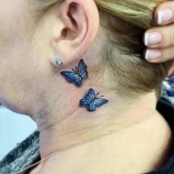 Watercolor Butterfly Tattoo Behind The Ear