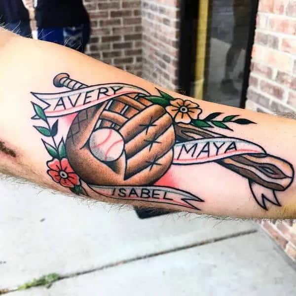 Traditional Baseball Tattoo