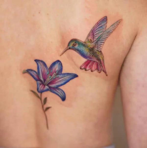 Lily and Hummingbird Tattoo